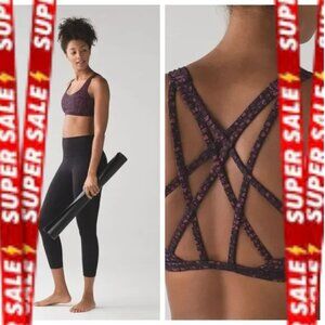 Lululemon Free To Be Tranquil Bra Shatter Weave Dust Coral Plum Sz 8